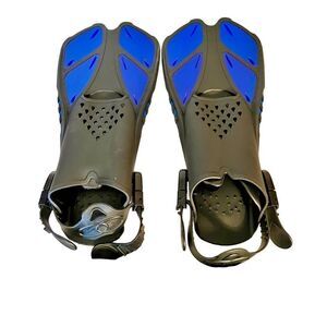 Professional Swimming Flippers Open Heel Swim Adjustable Feet Sz S W Mesh Bag